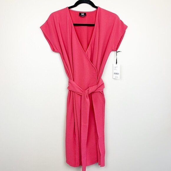 W by Worth Dresses & Skirts - W by Worth Rose Crinkle Crepe Wrap Tea Length Work